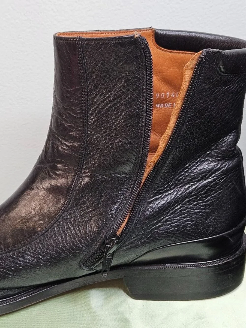 Florsheim Duke Boots Size10 D Black Bike Toe Side Zipper 90140 1970's